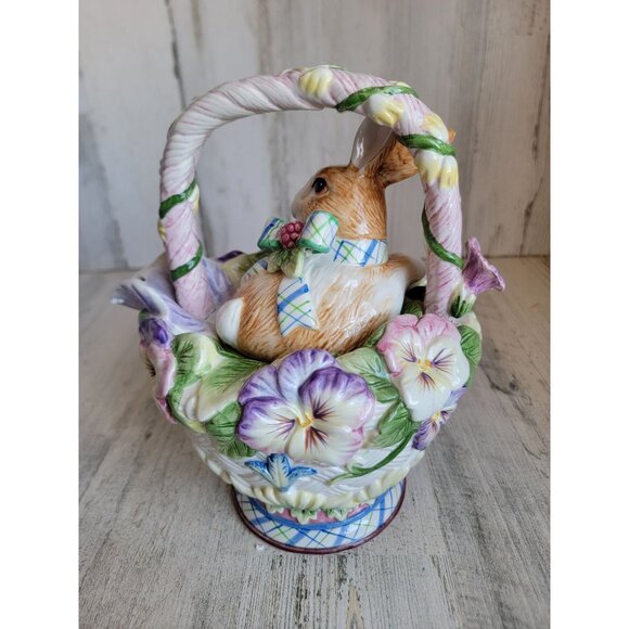 Fitz Floyd Halcyon bunny teapot vintage unique home decor flower - Picture 5 of 9